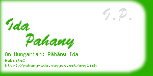 ida pahany business card